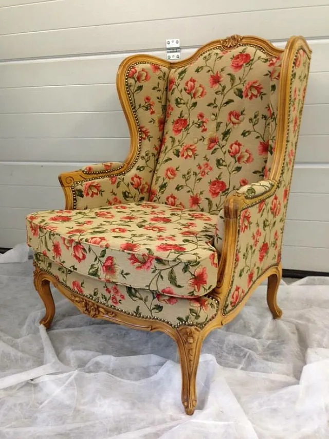 Nytt trekk på stol med blomster